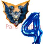 Parti Station Batman 4 Yaş Lacivert Rakam Balon Set Yarasa Adam Batman Doğum Günü Parti Balon Set