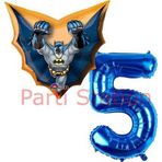 Parti Station Batman 5 Yaş Lacivert Rakam Balon Set Yarasa Adam Batman Doğum Günü Parti Balon Set