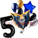 Parti Station Batman 5 Yaş Rakam Yıldız Balon Set Yarasa Adam Batman Doğum Günü Parti Balon Set