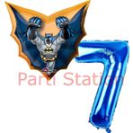 Parti Station Batman 7 Yaş Lacivert Rakam Balon Set Yarasa Adam Batman Doğum Günü Parti Balon Set