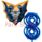 Parti Station Batman 8 Yaş Lacivert Rakam Balon Set Yarasa Adam Batman Doğum Günü Parti Balon Set