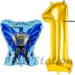 Parti Station Batman Konsept 1 Yaş Balon Set Batman Yarasa Ve Gold Rakam Balon Doğum Günü Balon Set