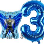 Parti Station Batman Konsept 3 Yaş Balon Set Batman Yarasa ve Lacivert Rakam Balon Doğum Günü Balon Set