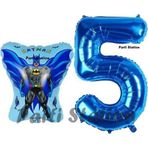 Parti Station Batman Konsept 5 Yaş Balon Set Batman Yarasa Ve Lacivert Rakam Balon Doğum Günü Balon Set