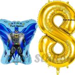 Parti Station Batman Konsept 8 Yaş Balon Set Batman Yarasa Ve Gold Rakam Balon Doğum Günü Balon Set