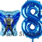 Parti Station Batman Konsept 8 Yaş Balon Set Batman Yarasa Ve Lacivert Rakam Balon Doğum Günü Balon Set