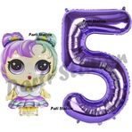 Parti Station Bebek 5 Yaş Balon Ve Mor Rakam Balon Doğum Günü Parti Set