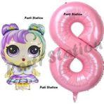 Parti Station Bebek 8 Yaş Balon Ve Pembe Rakam Balon Doğum Günü Parti Set