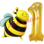Parti Station Bee Arı Konsept 1 Yaş Balon Set Arı Balon Ve Gold Rakam Balon Doğum Günü Balon Set