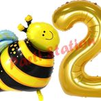 Parti Station Bee Arı Konsept 2 Yaş Balon Set Arı Balon Ve Gold Rakam Balon Doğum Günü Balon Set