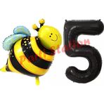 Parti Station Bee Arı Konsept 5 Yaş Balon Set Arı Balon Ve Siyah Rakam Balon Doğum Günü Balon Set
