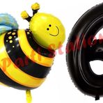 Parti Station Bee Arı Konsept 6 Yaş Balon Set Arı Balon Ve Siyah Rakam Balon Doğum Günü Balon Set