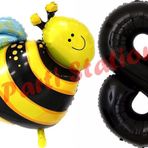 Parti Station Bee Arı Konsept 8 Yaş Balon Set Arı Balon Ve Siyah Rakam Balon Doğum Günü Balon Set