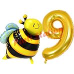 Parti Station Bee Arı Konsept 9 Yaş Balon Set Arı Balon Ve Gold Rakam Balon Doğum Günü Balon Set