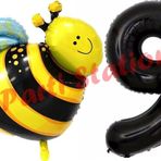 Parti Station Bee Arı Konsept 9 Yaş Balon Set Arı Balon Ve Siyah Rakam Balon Doğum Günü Balon Set