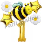 Parti Station Bee Arı Ve Papatya Konsept 1 Yaş Balon Set Arı Balon Ve Gold Rakam Balon Doğum Günü Balon Set