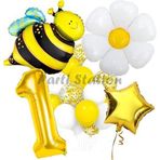 Parti Station Bee Arı Ve Papatya Konsept 1 Yaş Balon Set Bee Arı Ve Papatya Tema Parti Doğum Günü Parti Balon Set