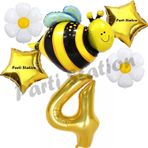 Parti Station Bee Arı Ve Papatya Konsept 4 Yaş Balon Set Arı Balon Ve Gold Rakam Balon Doğum Günü Balon Set