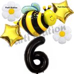 Parti Station Bee Arı Ve Papatya Konsept 6 Yaş Balon Set Arı Balon Ve Siyah Rakam Balon Doğum Günü Balon Set
