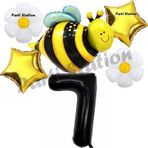 Parti Station Bee Arı Ve Papatya Konsept 7 Yaş Balon Set Arı Balon Ve Siyah Rakam Balon Doğum Günü Balon Set