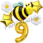 Parti Station Bee Arı Ve Papatya Konsept 9 Yaş Balon Set Arı Balon Ve Gold Rakam Balon Doğum Günü Balon Set
