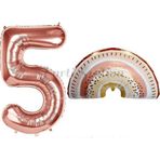 Parti Station Bohem Gökkuşağı 5 Yaş Balon Set Boho Rainbow Konsept Balon Ve Rosegold Rakam Balon