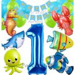 Parti Station Büyük Boy Balonlu Okyanus Hayvanları 1 Yaş Doğum Günü Balon Set Deniz Canlıları Balon Set