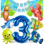 Parti Station Büyük Boy Balonlu Okyanus Hayvanları 3 Yaş Doğum Günü Balon Set Deniz Canlıları Balon Set