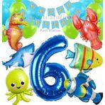 Parti Station Büyük Boy Balonlu Okyanus Hayvanları 6 Yaş Doğum Günü Balon Set Deniz Canlıları Balon Set