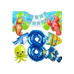 Parti Station Büyük Boy Balonlu Okyanus Hayvanları 8 Yaş Doğum Günü Balon Set Deniz Canlıları Balon Set