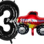 Parti Station Canavar Kamyon Pikap 3 Yaş Balon Set Arabalar Konsept Canavar Kamyon Balon Ve Siyah Renk Rakam Balon