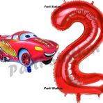 Parti Station Cars Arabalar Balon Konsept 2 Yaş Balon Şimşek Mcqueen Balon Ve Kırmızı Rakam Balon Doğum Günü Set
