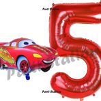 Parti Station Cars Arabalar Balon Konsept 5 Yaş Balon Şimşek Mcqueen Balon ve Kırmızı Rakam Balon Doğum Günü Set