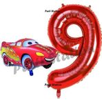 Parti Station Cars Arabalar Balon Konsept 9 Yaş Balon Şimşek Mcqueen Balon Ve Kırmızı Rakam Balon Doğum Günü Set