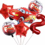 Parti Station Cars Arabalar Şimşek Mcqueen Yarış Arabası Konsept 2 Yaş Balon Set Cars Arabalar Doğum Günü Set