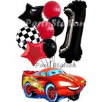 Parti Station Cars Şimşek Mcqueen Yarış Arabası Konsept 1 Yaş Balon Set Cars Arabalar Doğum Günü Balon Set