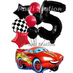 Parti Station Cars Şimşek Mcqueen Yarış Arabası Konsept 5 Yaş Balon Set Cars Arabalar Doğum Günü Balon Set
