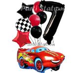 Parti Station Cars Şimşek Mcqueen Yarış Arabası Konsept 7 Yaş Balon Set Cars Arabalar Doğum Günü Balon Set