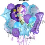 Parti Station Deniz Kızı 1 Yaş Mor Renk Doğum Günü Konsept Balon Set Mermaid Balloon Set
