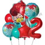 Parti Station Deniz Kızı 2 Yaş Kırmızı Renk Balon Set Deniz Kızı Doğum Günü Set