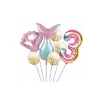 Parti Station Deniz Kızı 3 Yaş Kuyruk Folyo Balon Set Deniz Kızı Konsept Doğum Günü Set Yaş Balon Set
