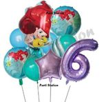 Parti Station Deniz Kızı 6 Yaş Mor Renk Balon Set Deniz Kızı Doğum Günü Set