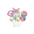 Parti Station Deniz Kızı 8 Yaş Kuyruk Folyo Balon Set Deniz Kızı Konsept Doğum Günü Set Yaş Balon Set
