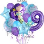 Parti Station Deniz Kızı 9 Yaş Mor Renk Doğum Günü Konsept Balon Set Mermaid Balloon Set