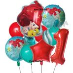 Parti Station Deniz Kızı Ariel 1 Yaş Kırmızı Renk Balon Set Little Mermaid Balloon Deniz Kızı Ariel Doğum Günü Set