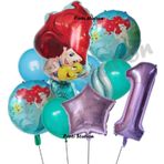 Parti Station Deniz Kızı Ariel 1 Yaş Mor Renk Balon Set Little Mermaid Balloon Set Deniz Kızı Ariel Doğum Günü Set