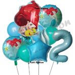 Parti Station Deniz Kızı Ariel 2 Yaş Mavi Renk Balon Set Little Mermaid Balloon Deniz Kızı Ariel Doğum Günü Seti