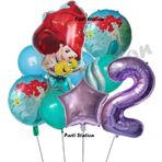 Parti Station Deniz Kızı Ariel 2 Yaş Mor Renk Balon Set Little Mermaid Balloon Set Deniz Kızı Ariel Doğum Günü Set