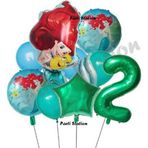 Parti Station Deniz Kızı Ariel 2 Yaş Yeşil Renk Balon Set Little Mermaid Balloon Deniz Kızı Ariel Doğum Günü Set