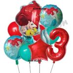 Parti Station Deniz Kızı Ariel 3 Yaş Kırmızı Renk Balon Set Little Mermaid Balloon Deniz Kızı Ariel Doğum Günü Set
